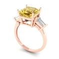 thumbnail image 1 of 3ct asscher cut yellow natural citrine 18k rose gold 3 stoneBridal Wedding Engagement Promise Anniversary Ring for Women size 10.5, 1 of 7