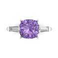 thumbnail image 1 of 3 ctw 3 Stone Anniversary Ring for Women | Cushion Cut Simulated Alexandrite | Hyperallergenic Solid 18K White Gold, 1 of 5