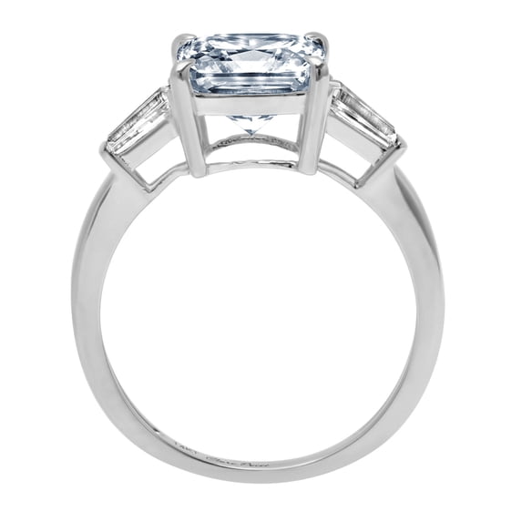 3 ct Cushion Cut Simulated Blue Diamond Three-Stone Engagement Ring for Women in 14K White Gold