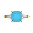 thumbnail image 1 of 3 ct Cushion Cut Simulated Turquoise 3 Stone 18K Yellow Gold Womens Engagement Ring, 1 of 5