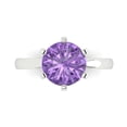 thumbnail image 1 of Clara Pucci 14K White Gold Solid Gold Alexandrite Solitaire Anniversary Ring for Women - 3 cttw Round Cut, 1 of 8