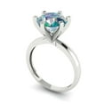 thumbnail image 1 of 3ct round cut blue moissanite 18k white gold Bridal Wedding Engagement Promise Anniversary Ring for Women size 8.5, 1 of 7