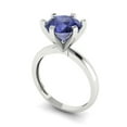 thumbnail image 1 of 3ct round cut blue tanzanite 14k white gold Bridal Wedding Engagement Promise Anniversary Ring for Women size 9.25, 1 of 7