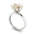thumbnail image 1 of 3ct round cut brown natural morganite 18k white gold Bridal Wedding Engagement Promise Anniversary Ring for Women size 6, 1 of 7