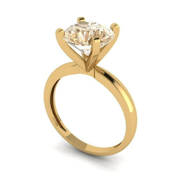 3ct round cut brown natural morganite 18k yellow gold Bridal Wedding Engagement Promise Anniversary Ring for Women size 8.5