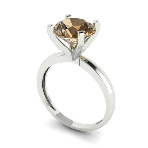 3ct round cut champagne Zircon 14k white gold Bridal Wedding Engagement Promise Anniversary Ring for Women size 4.25