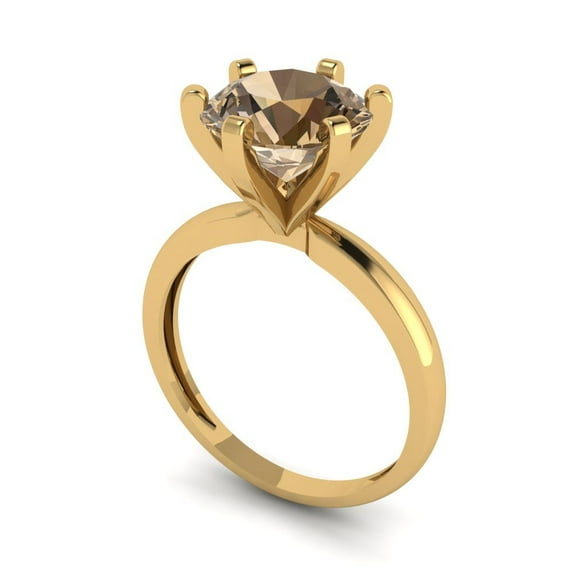 3ct round cut champagne Zircon 14k yellow gold Bridal Wedding Engagement Promise Anniversary Ring for Women size 10.25