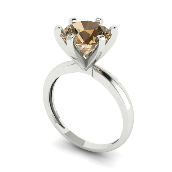 3ct round cut champagne Zircon 18k white gold Bridal Wedding Engagement Promise Anniversary Ring for Women size 4.25