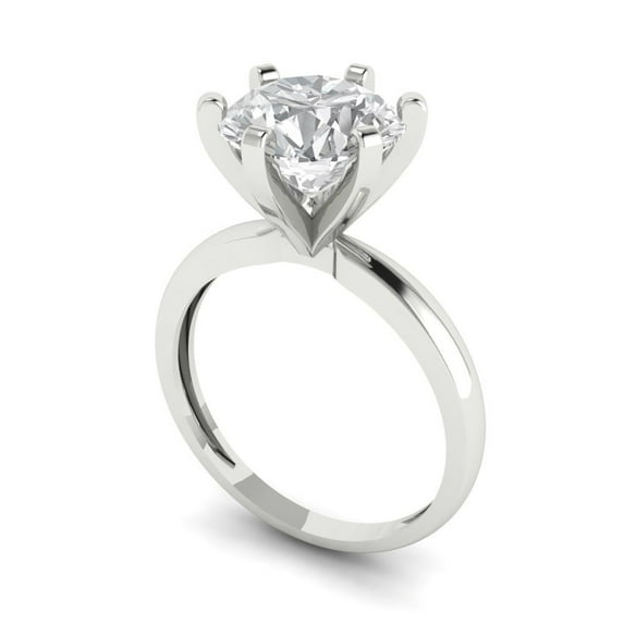 3ct round cut clear moissanite 14k white gold Bridal Wedding Engagement Promise Anniversary Ring for Women size 5.25