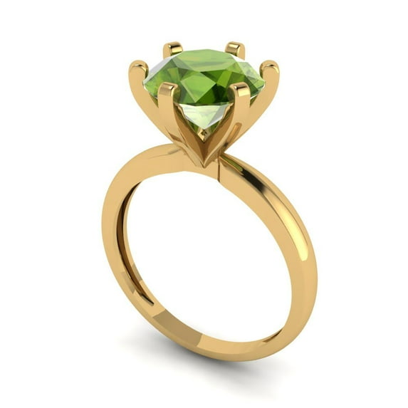 3ct round cut green natural peridot 18k yellow gold Bridal Wedding Engagement Promise Anniversary Ring for Women size 10