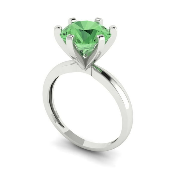 3ct round cut green Zircon 18k white gold Bridal Wedding Engagement Promise Anniversary Ring for Women size 4.5