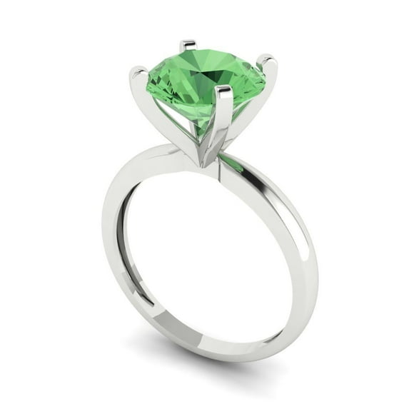 3ct round cut green Zircon 18k white gold Bridal Wedding Engagement Promise Anniversary Ring for Women size 7.75