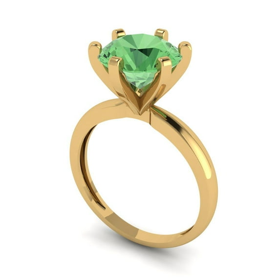 3ct round cut green Zircon 18k yellow gold Bridal Wedding Engagement Promise Anniversary Ring for Women size 6.5