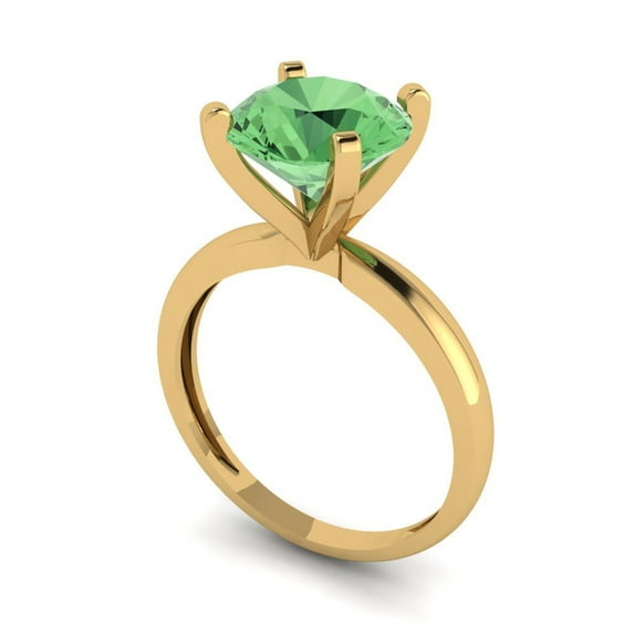 3ct round cut green Zircon 18k yellow gold Bridal Wedding Engagement Promise Anniversary Ring for Women size 8.25