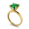 thumbnail image 1 of 3ct round cut green emerald 18k yellow gold Bridal Wedding Engagement Promise Anniversary Ring for Women size 3.75, 1 of 7