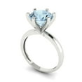 thumbnail image 1 of 3ct round cut natural swiss blue topaz 14k white gold Bridal Wedding Engagement Promise Anniversary Ring for Women size 9.75, 1 of 7