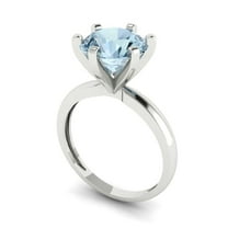 3ct round cut natural swiss blue topaz 18k white gold Bridal Wedding Engagement Promise Anniversary Ring for Women size 8