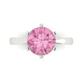 thumbnail image 1 of Clara Pucci 14K White Gold Solid Gold Pink Solitaire Anniversary Ring for Women - 3 cttw Round Cut, 1 of 8