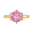 thumbnail image 1 of Clara Pucci 14K Yellow Gold Solid Gold Pink Solitaire Anniversary Ring for Women - 3 cttw Round Cut, 1 of 8