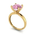 thumbnail image 1 of 3ct round cut pink Zircon 18k yellow gold Bridal Wedding Engagement Promise Anniversary Ring for Women size 8.5, 1 of 7
