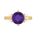 thumbnail image 1 of Clara Pucci 14K Yellow Gold Solid Gold Amethyst Solitaire Anniversary Ring for Women - 3 cttw Round Cut, 1 of 8