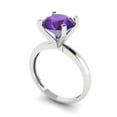 thumbnail image 1 of 3ct round cut purple natural amethyst 18k white gold Bridal Wedding Engagement Promise Anniversary Ring for Women size 5, 1 of 7
