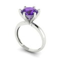thumbnail image 1 of 3ct round cut purple natural amethyst 18k white gold Bridal Wedding Engagement Promise Anniversary Ring for Women size 9.75, 1 of 7