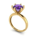 thumbnail image 1 of 3ct round cut purple natural amethyst 18k yellow gold Bridal Wedding Engagement Promise Anniversary Ring for Women size 5.25, 1 of 7
