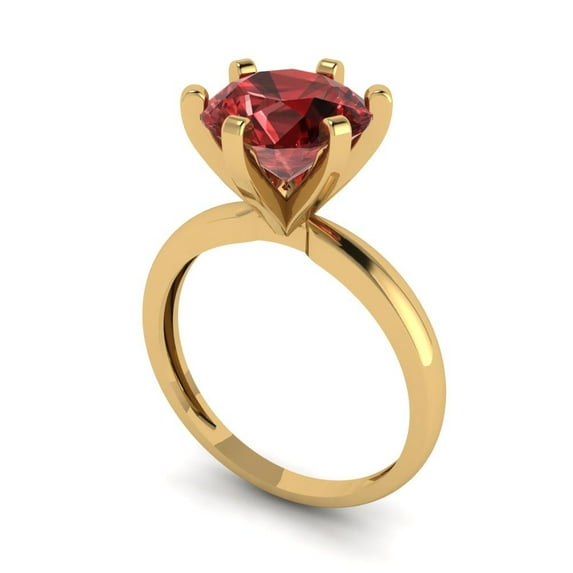 3ct round cut red natural garnet 14k yellow gold Bridal Wedding Engagement Promise Anniversary Ring for Women size 10.75