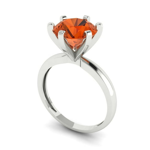 3ct round cut red Zircon 18k white gold Bridal Wedding Engagement Promise Anniversary Ring for Women size 10