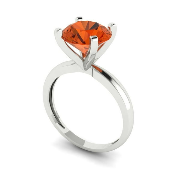 3ct round cut red Zircon 18k white gold Bridal Wedding Engagement Promise Anniversary Ring for Women size 7.5