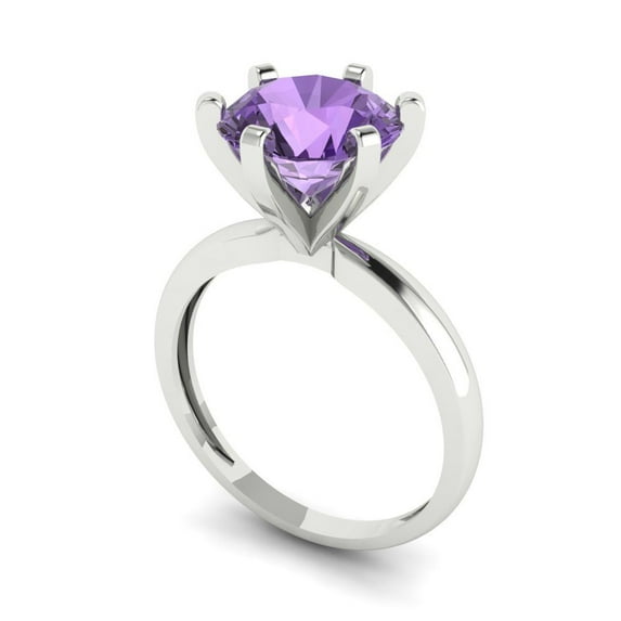 3ct round cut alexandrite 14k white gold Bridal Wedding Engagement Promise Anniversary Ring for Women size 6.75