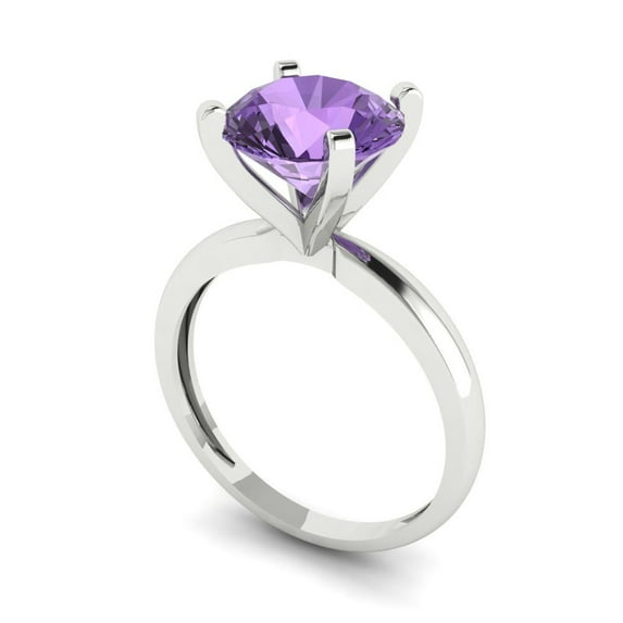 3ct round cut alexandrite 18k white gold Bridal Wedding Engagement Promise Anniversary Ring for Women size 9.25