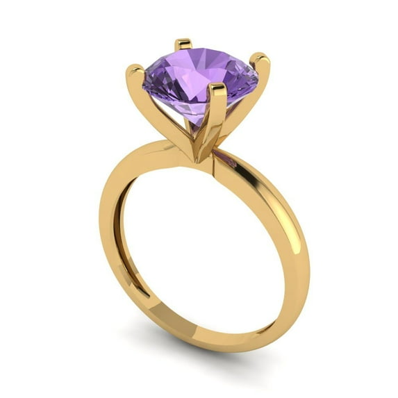 3ct round cut alexandrite 18k yellow gold Bridal Wedding Engagement Promise Anniversary Ring for Women size 7