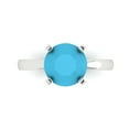thumbnail image 1 of Clara Pucci 14K White Gold Solid Gold Turquoise Solitaire Anniversary Ring for Women - 3 cttw Round Cut, 1 of 8