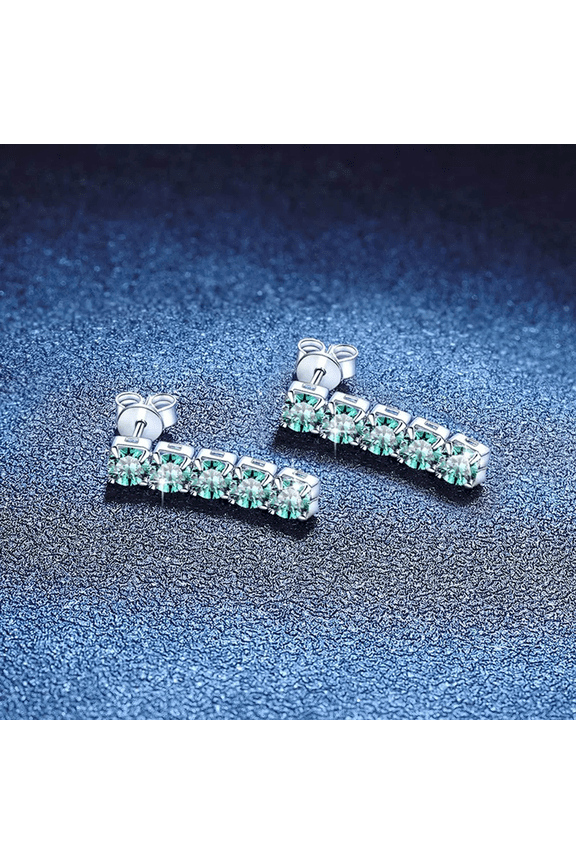 3cttw Blue Green Color Moissanite Tassel Earrings 925 Sterling Silver Pass Tester for Women