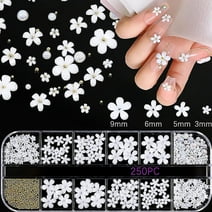 3d Acrylic White Flowers Nail Multi Sizes Crystal Gems Stones For Nail Art Diy Jewelry Accessories Crafting