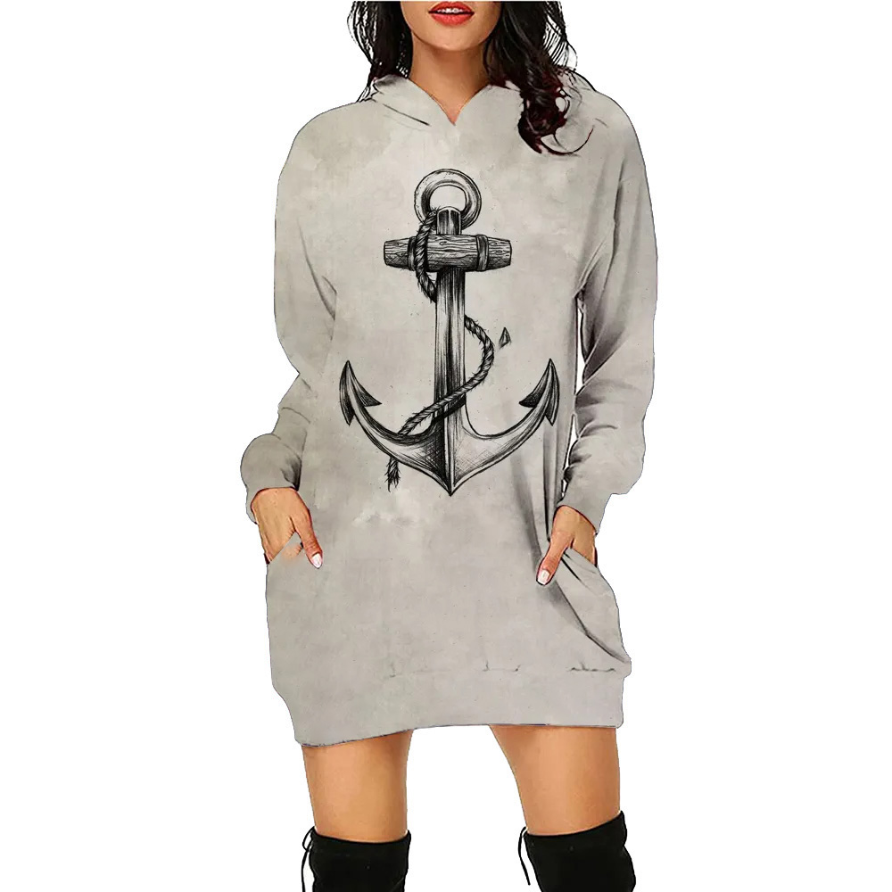 Anchor Long Sleeve Printed Hoodie main image 1