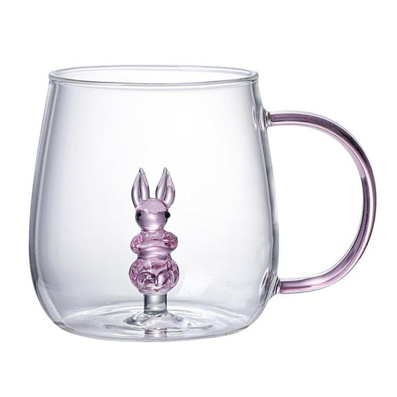 3d Animal Glass Cup 400ml Christmas Theme Animal Inside Glass Christmas Drinking Glasses Cartoon Animal Shape Glass Coffee Mug (rabbit,300ml)