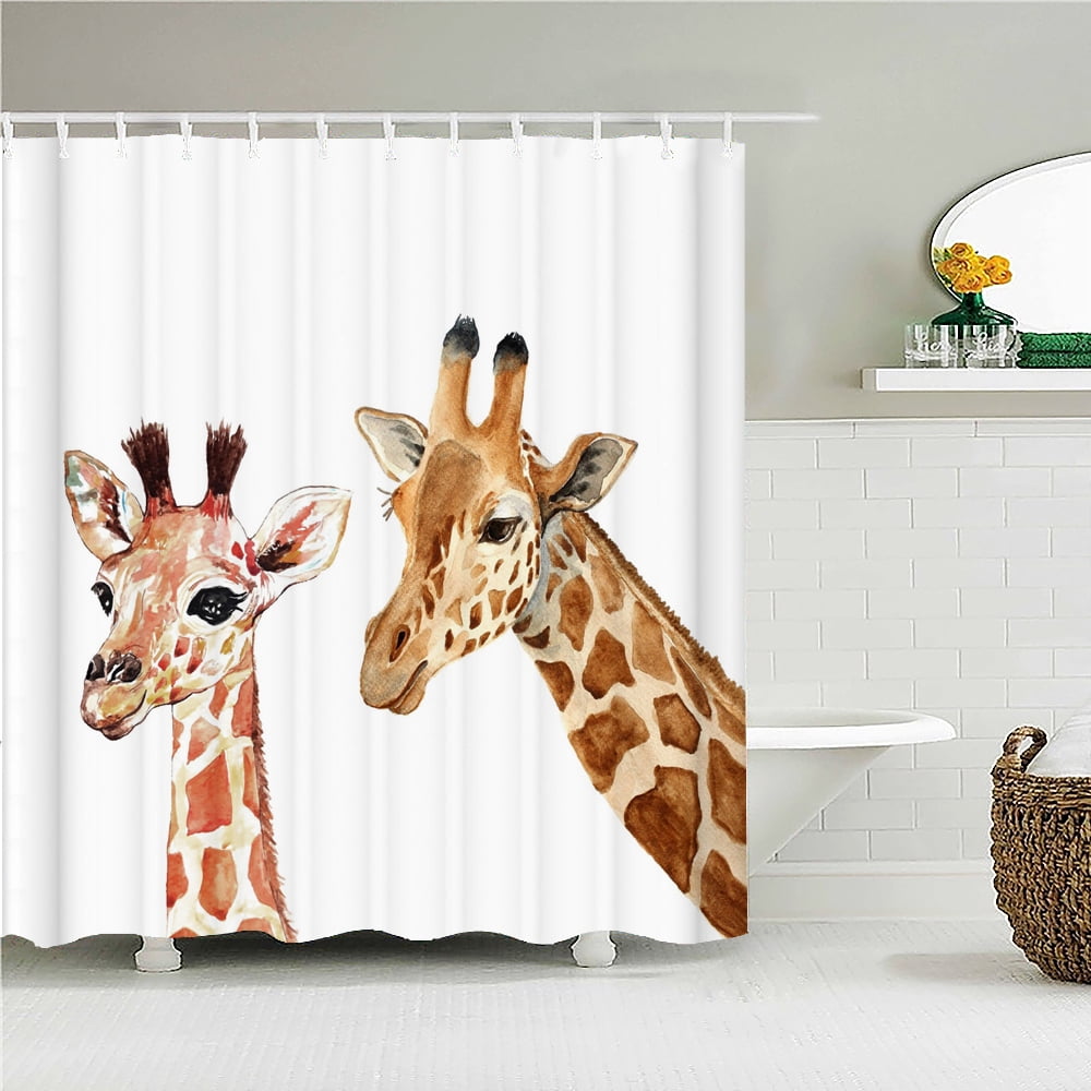 3d Animals Map Bathroom Curtains Shower Curtains Print Waterproof With ...
