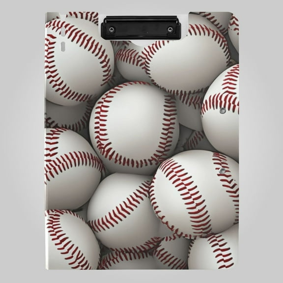 3d Baseballs Pile Up Foldable Binder Folder Clipboard with Pen Slot Double Clips A4 Size File Storage