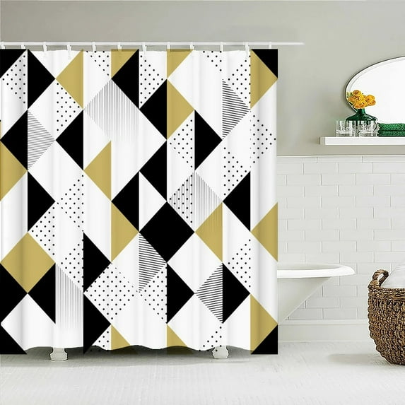 3d Bathroom Curtains Colorful Geometry Shower Curtains Waterproof Fabric With 12 Home Decor Washable Bath Screen