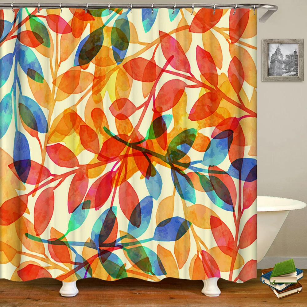 3d Bathroom Curtains Green Plants Flowers Leaves Shower Curtains
