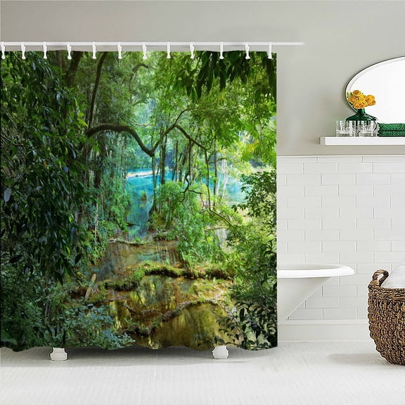 3d Bathroom Curtains Natural Forest landscape Printed Shower Curtains With Home Decoration Waterproof Fabric Bath Screen