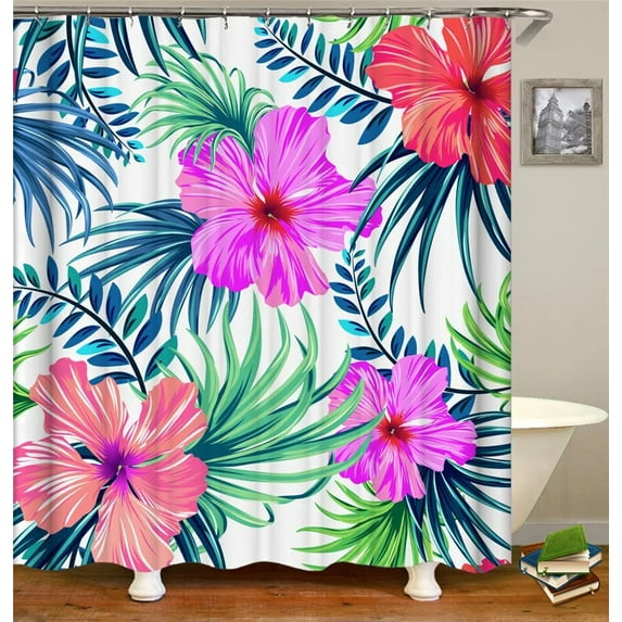 3d Bathroom Curtains Tropical Green Leaves Plants Monstera Printing Shower Curtain Home Decoration Waterproof Fabric Bath Screen