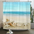 thumbnail image 1 of 3d Beach Scenery Shower Curtains Sea Ocean Mediterranean Bathroom Curtain Waterproof Cloth Decoration 180*240cm Bath Curtain, 1 of 5