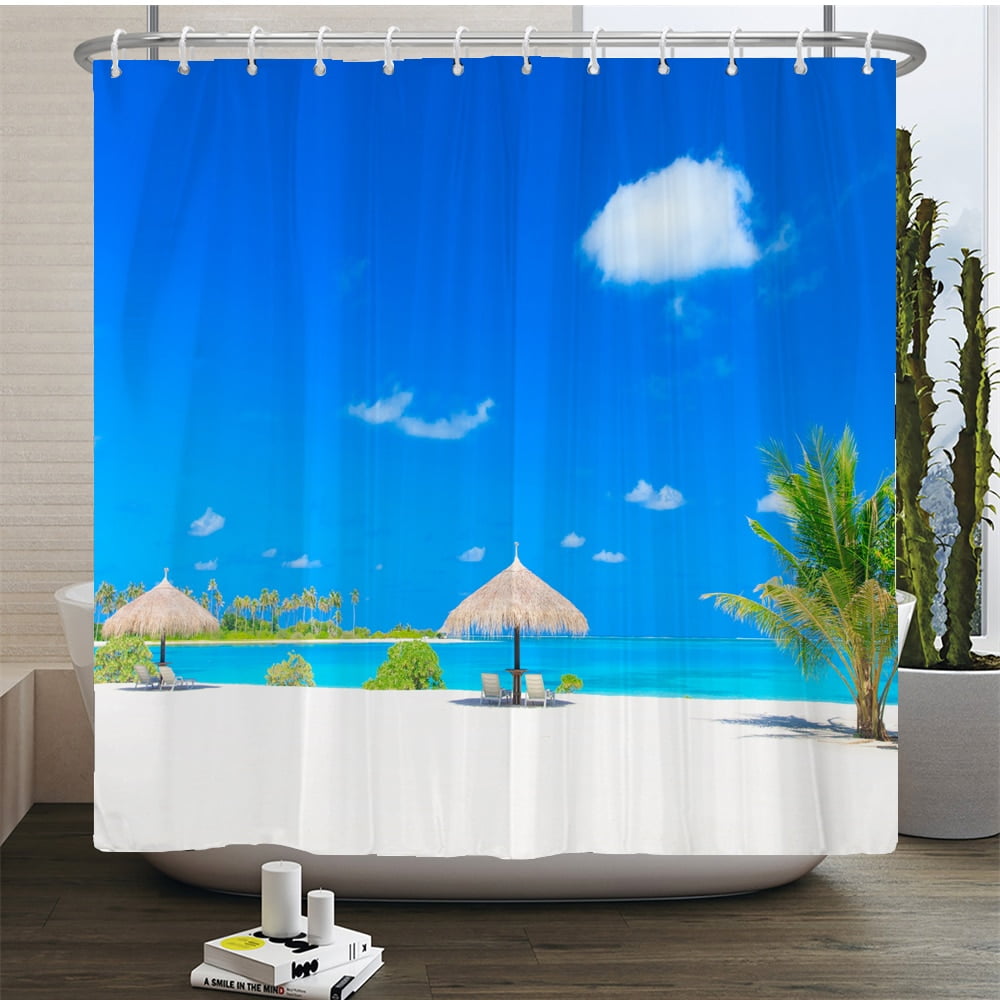 3d Beach Scenery Shower Curtains Sea Ocean Mediterranean Bathroom