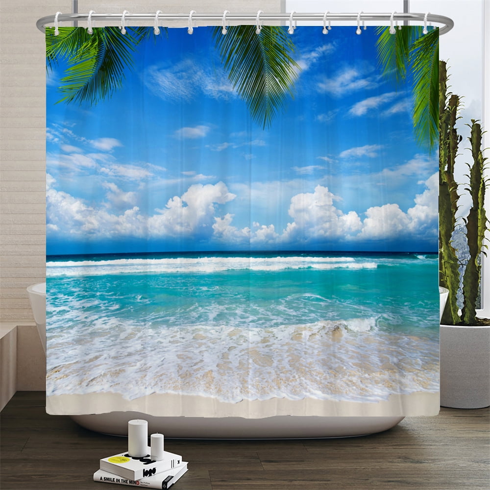 3d Beach Scenery Shower Curtains Sea Ocean Mediterranean Bathroom