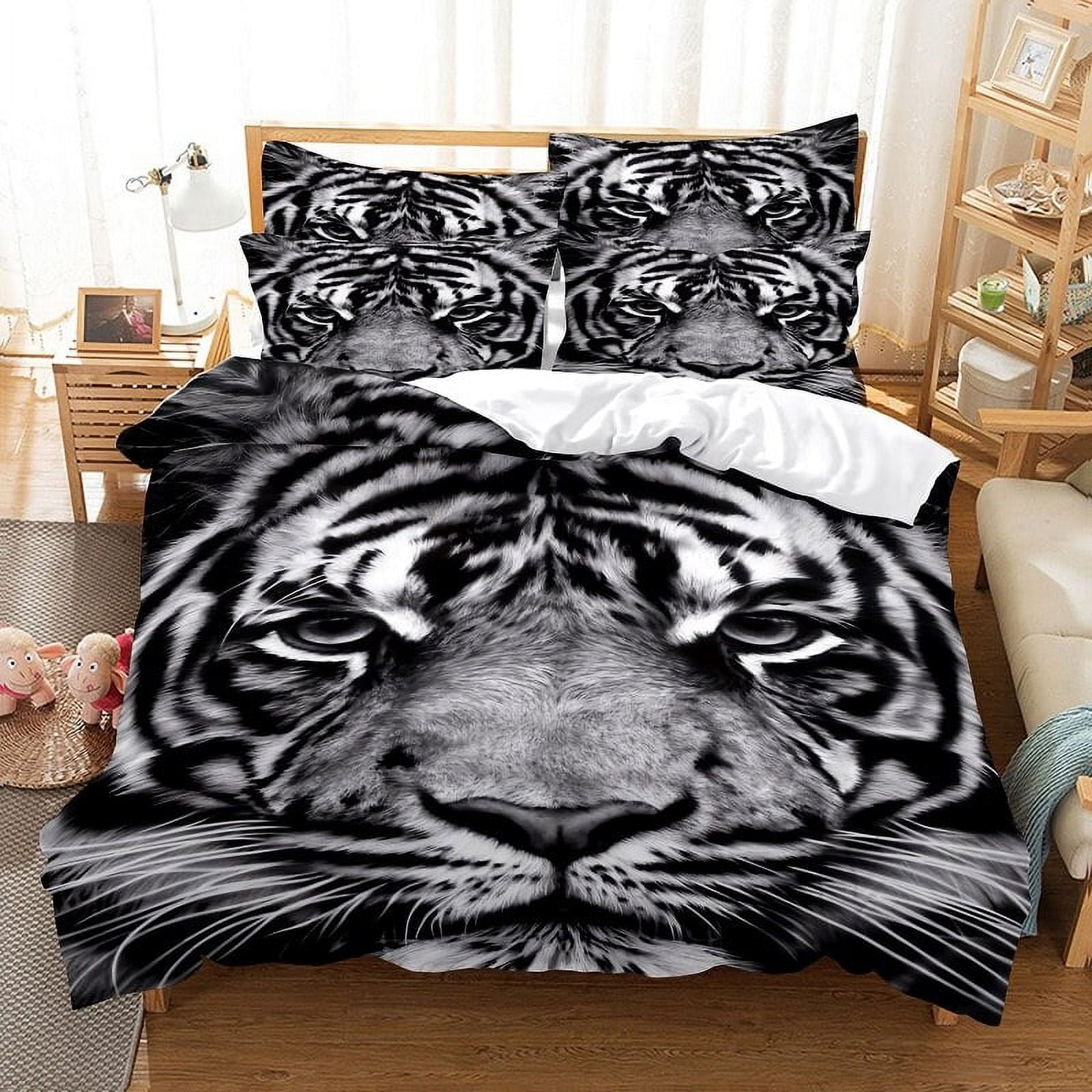 3d Black Leopard Duvet Cover Set Animal Bedding Set wolf Cat Dog
