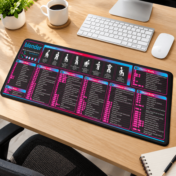 3d Blender Shortcut Key Mouse Pad Office Desk Cover Mat